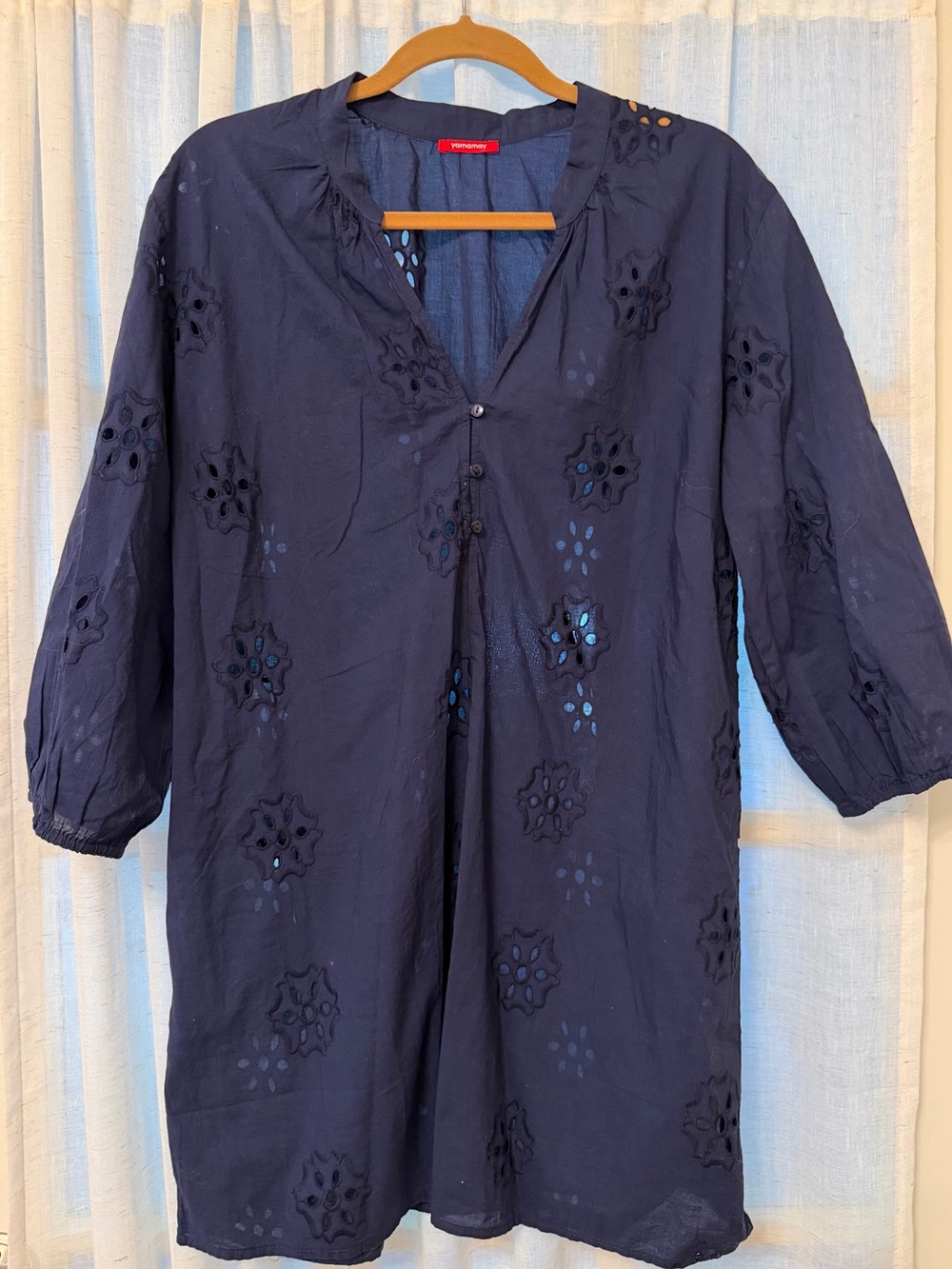 Lightweight Navy Eyelet Swim Coverup Tunic